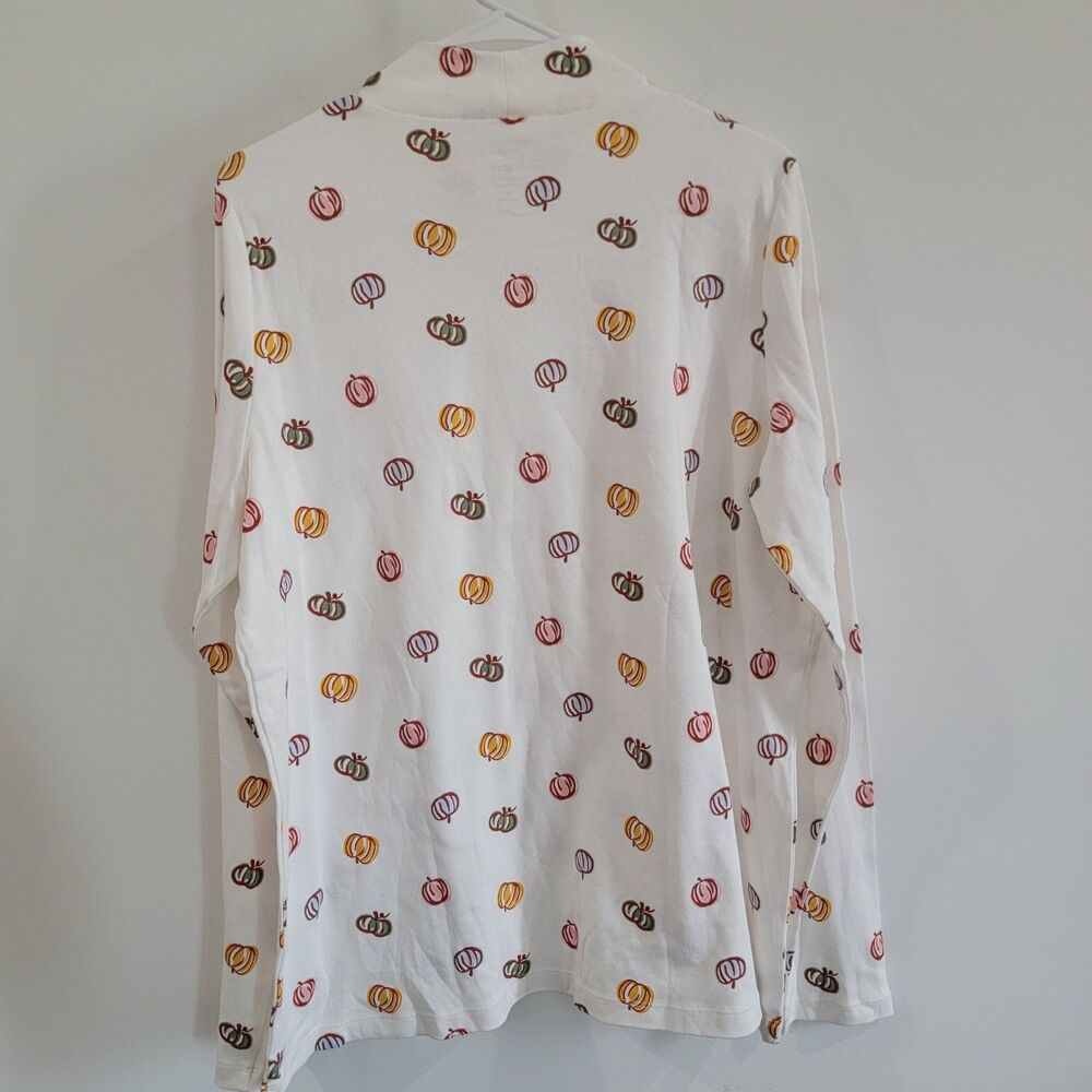 Kim Rogers Perfectly Soft Womens Top Size XL‎ Mock Neck Pumpkins Autumn Fall - Picture 4 of 7